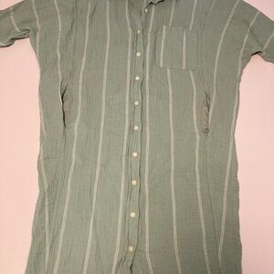 Universal Thread Sage/mint green Striped Button Down midi dress with pockets